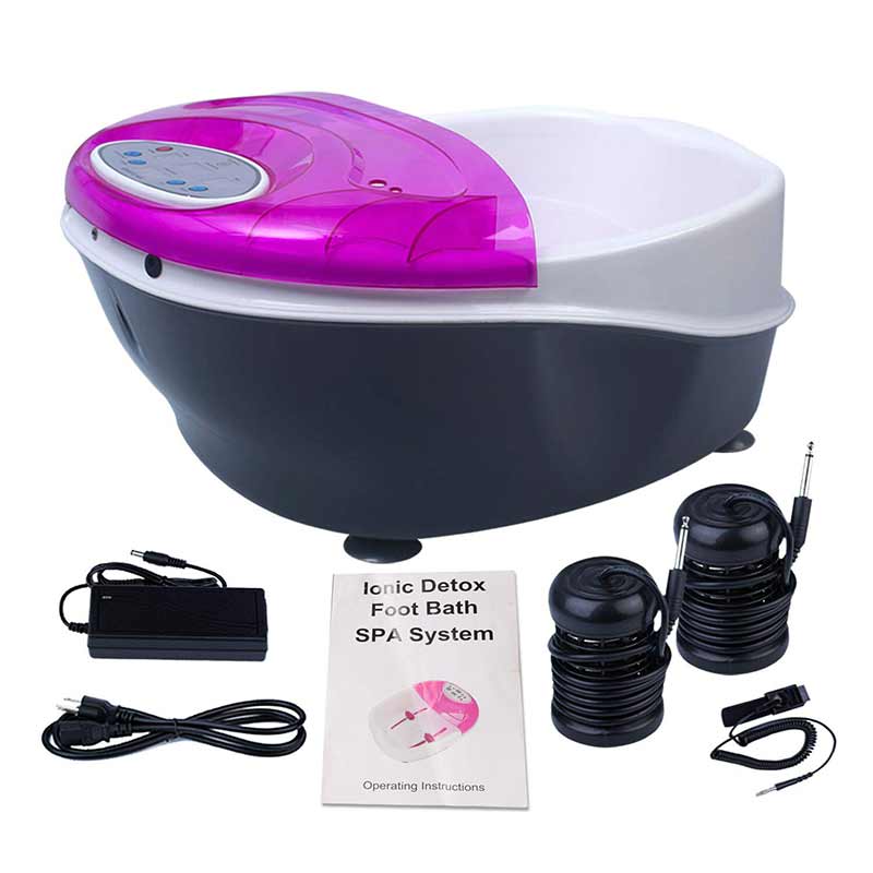 Logicmall Ionic Detox Foot Bath SPA Machine Negative Hydrogen System Plus Panel Control + Massage Tub Basin 2 Arrays 